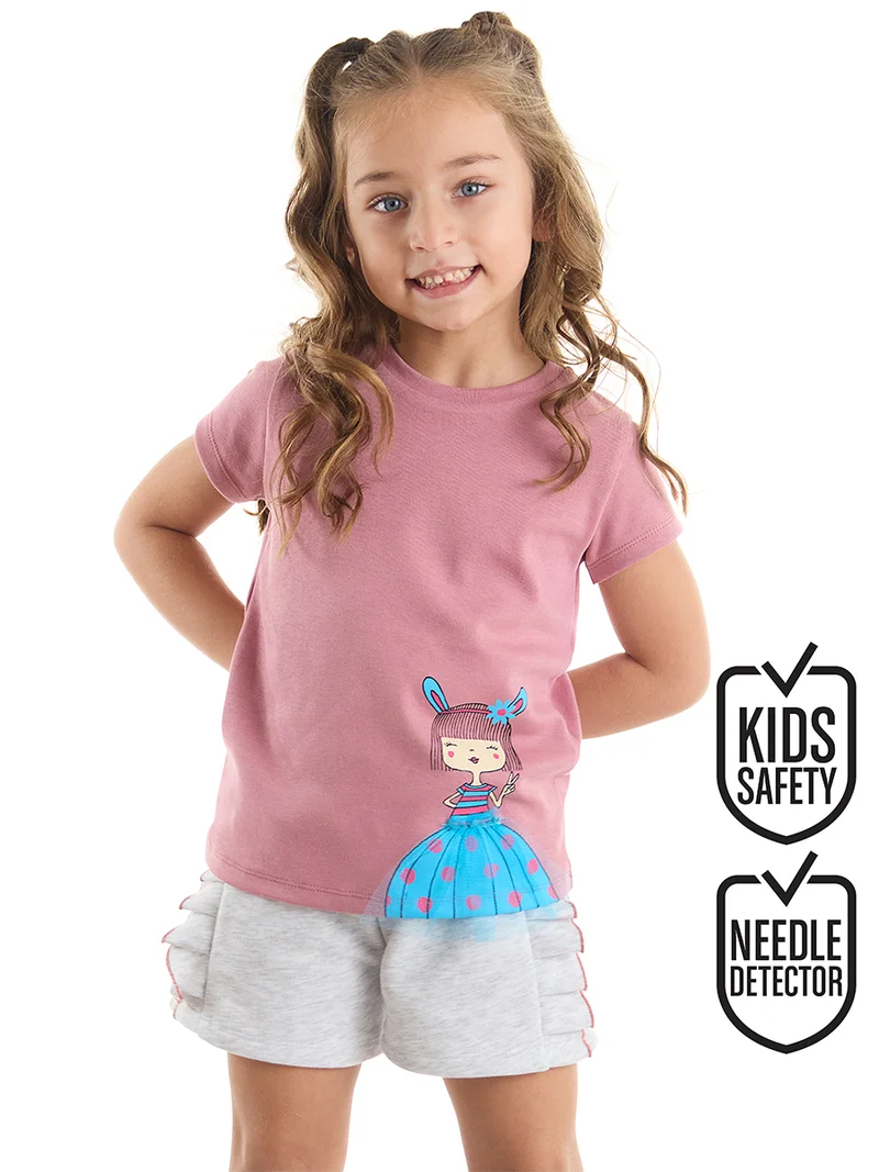 دينوكيدس طقم تي شيرت وشورت للبنات من ليلي